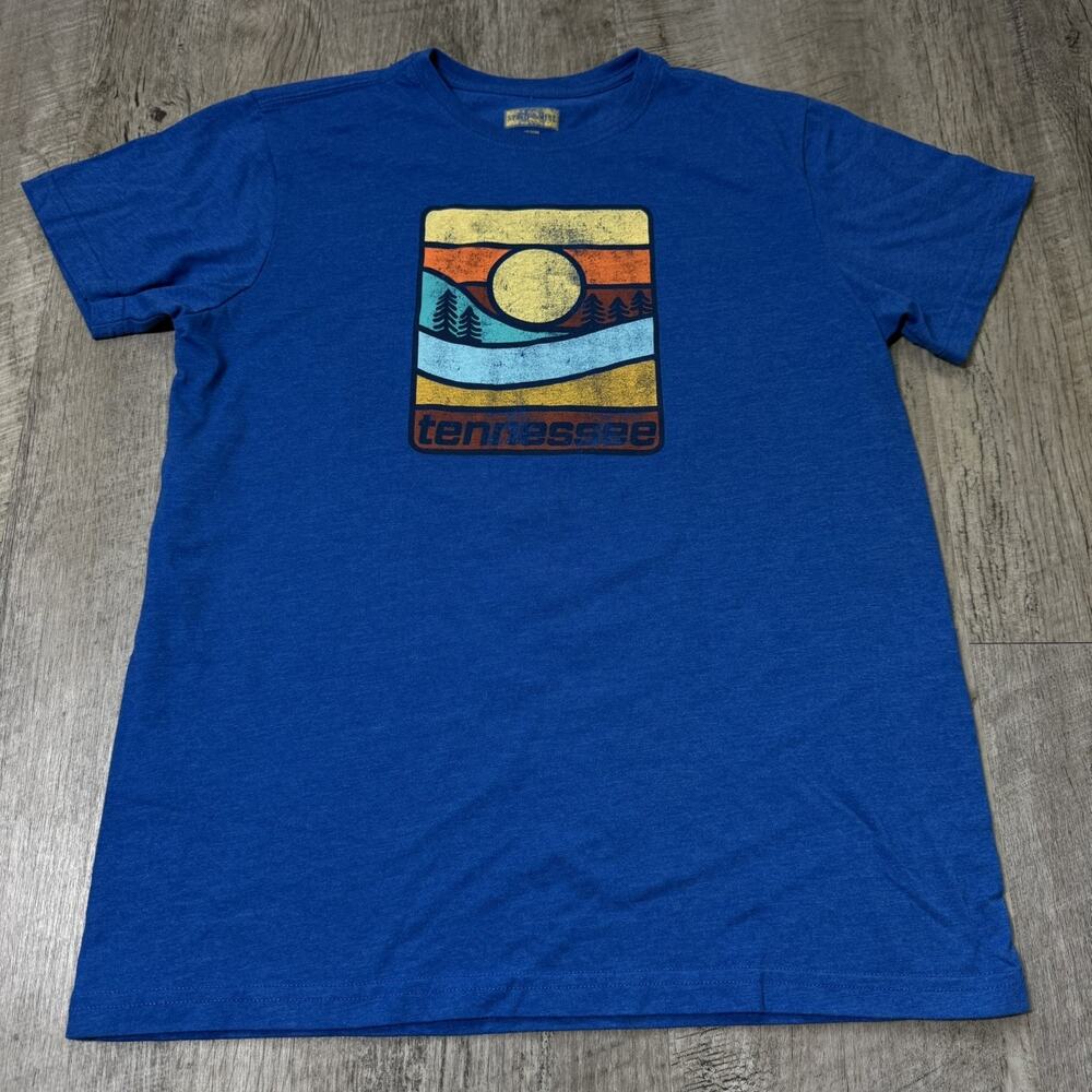 State Of Mine Tennessee Graphic T Shirt Short Sleeve Blue Size M Distressed Look